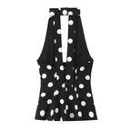 Women's Polka Dot Halter Top - Backless Bow Neck Sleeveless Tank