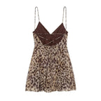 Leopard Print Slip Mini Dress - Backless Spaghetti Strap Party Dress for Women