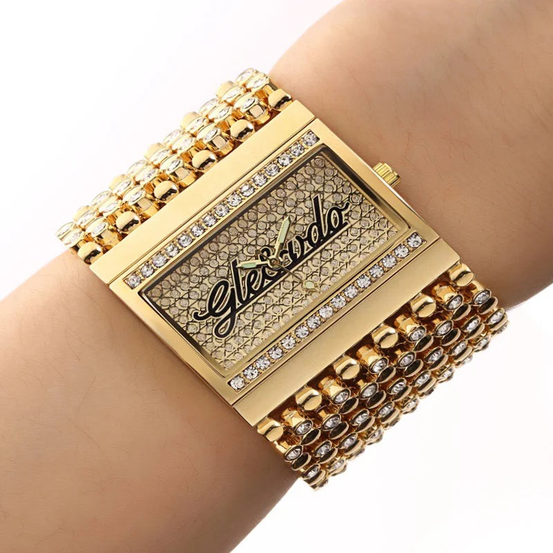 Reloj de Mujer Cuadrado Dorado — Elegancia Casual con Precision Quartz