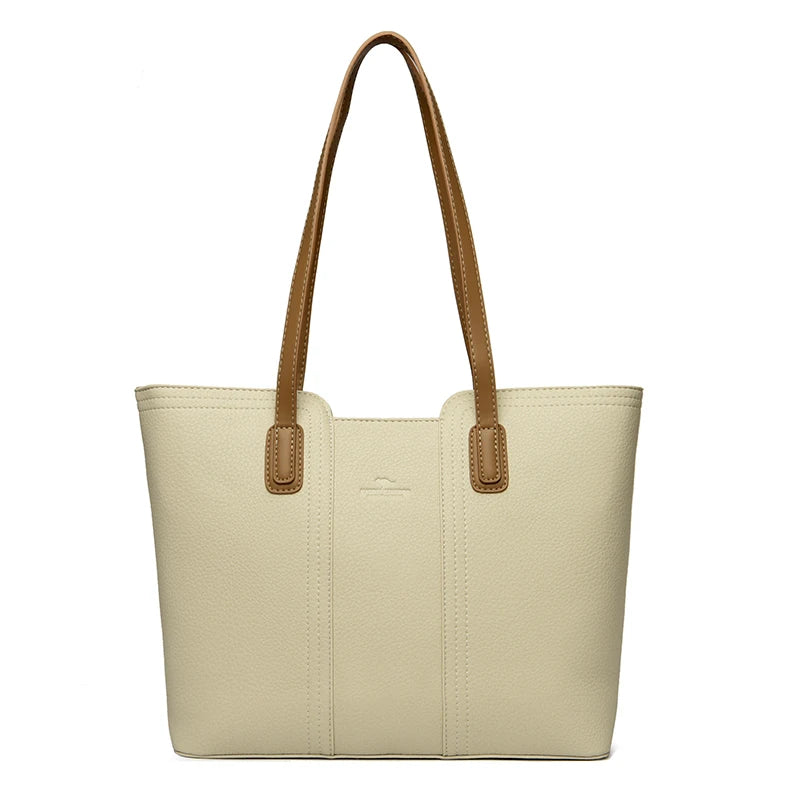 Women's Soft PU Leather Bucket Tote Bag - Large Capacity Crossbody Shoulder Purse