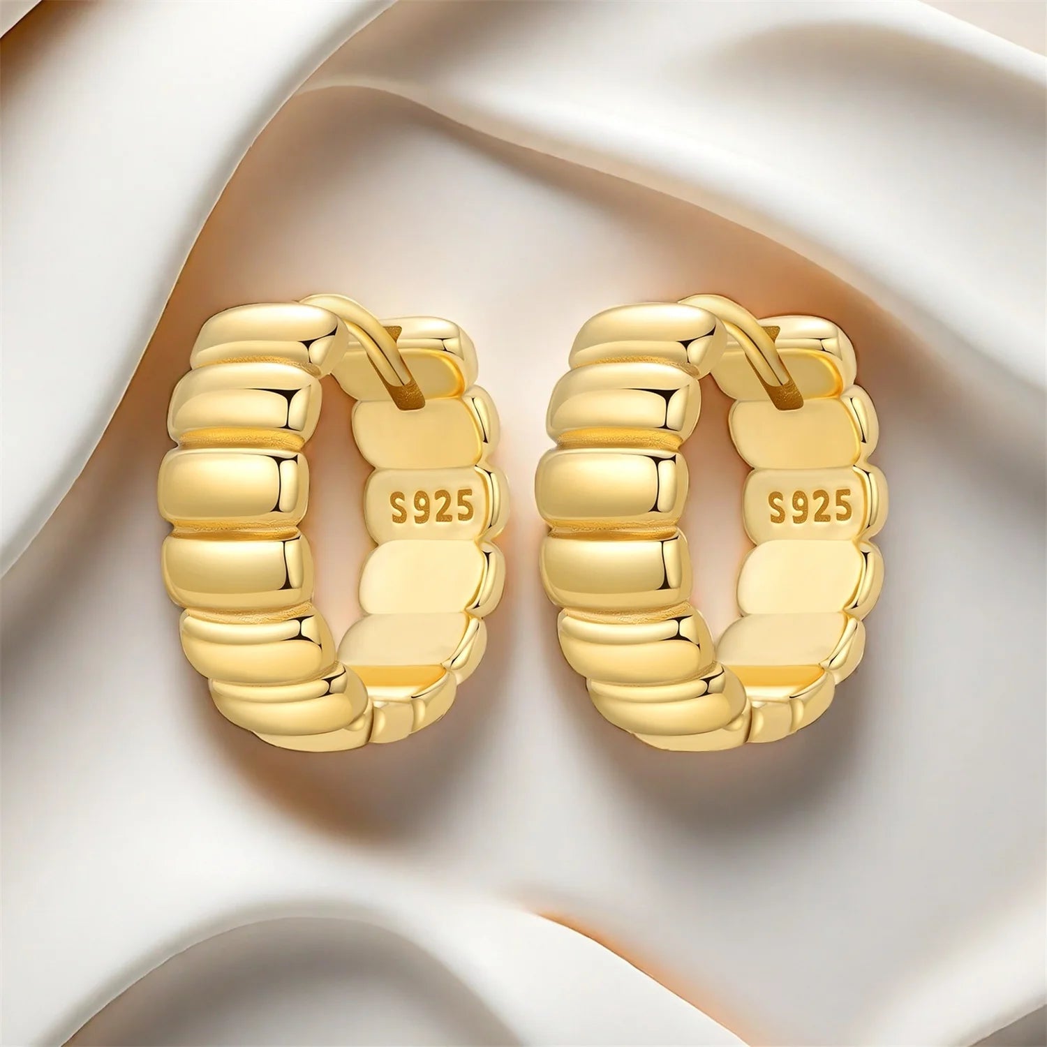 Sterling Silver 18K Gold Hoop Earrings