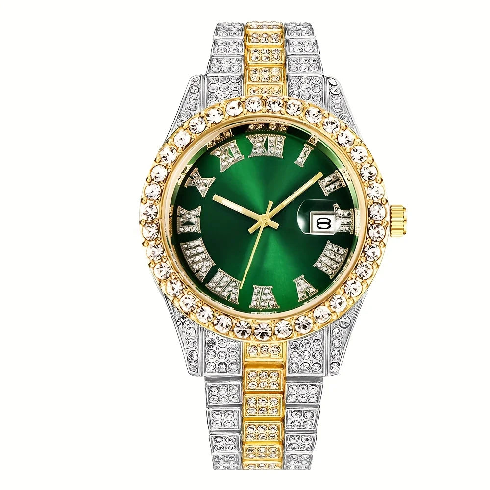RUNERR Men's Hip Hop Rhinestone Quartz Watch