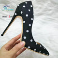 Silk Polka Dot Stiletto Pumps - Pointed Toe High Heels for Women