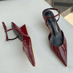 Sculptural Heel Pointed Toe Pumps - Buckle Strap Fashion Heels for Women