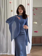 Women's Satin Slim Party Dress - Elegant Kaftan Abaya for Eid & Summer