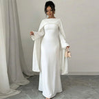 Beaded Satin Party Abaya - Diamond Caftan Robe for Women