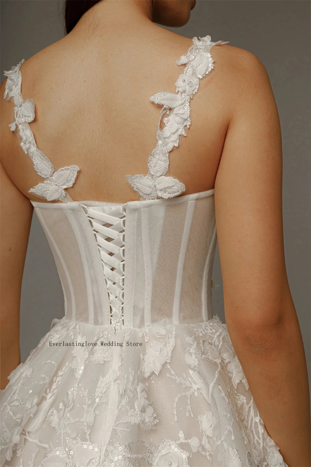 Sweetheart Lace Wedding Dress - 3D Floral Applique A-Line Bridal Gown