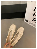 Pleated Square Toe Loafers - Soft Ballerina Flats for Women