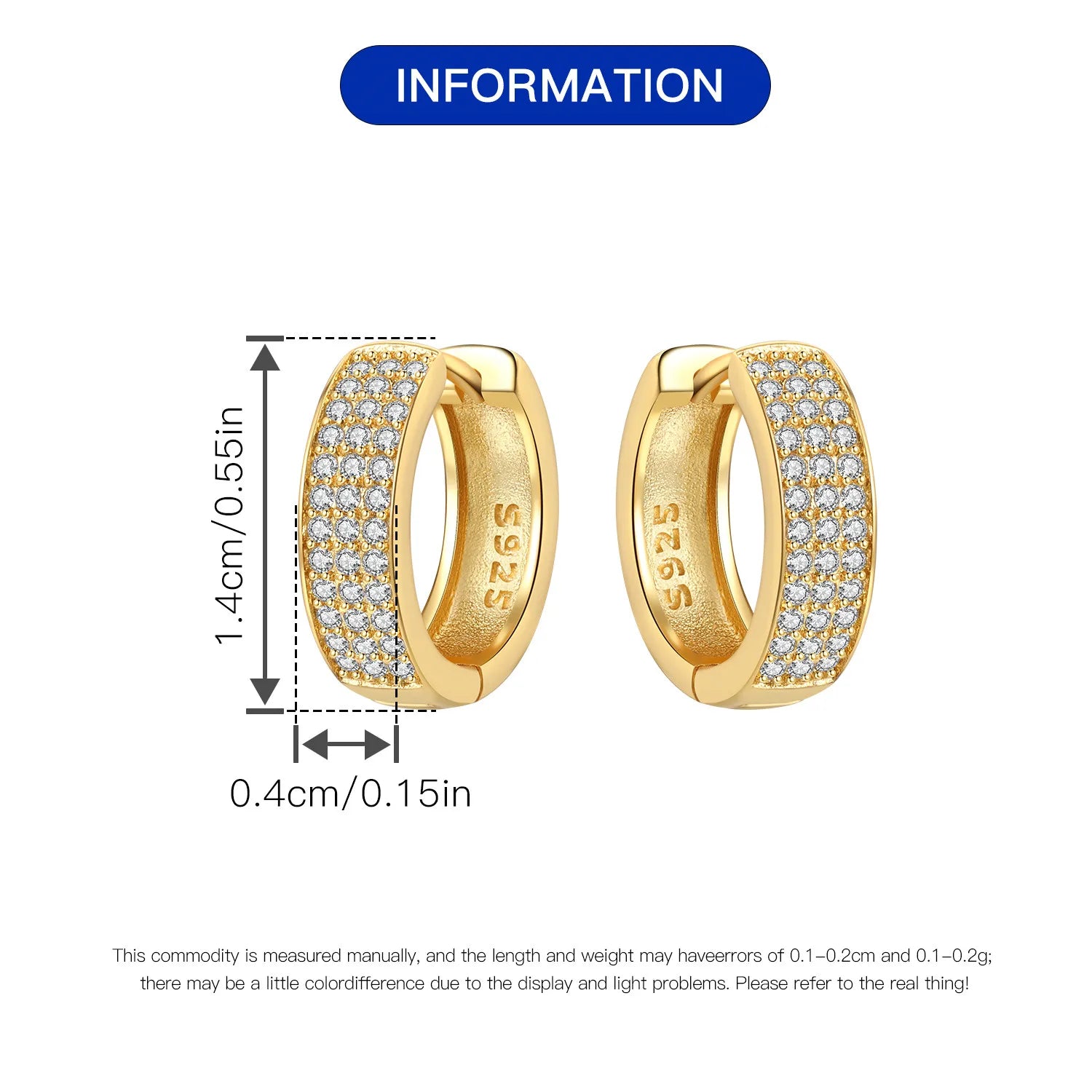 Sterling Silver 18K Gold Hoop Earrings