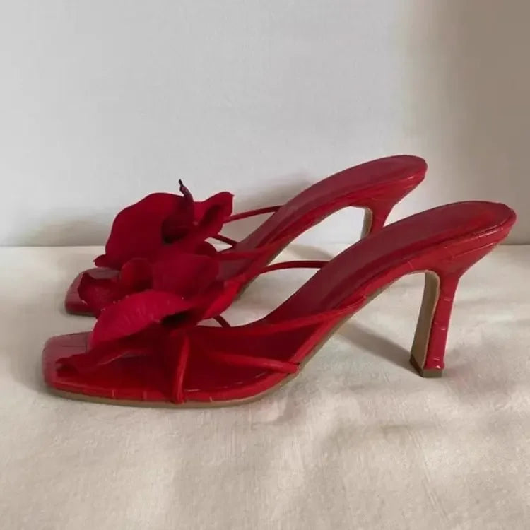 Floral Toe High Heel Sandals