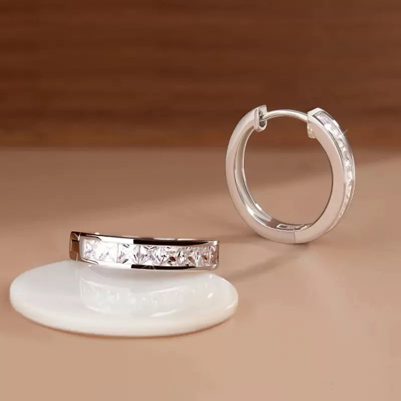 Round Hoop Earrings with Cubic Zirconia
