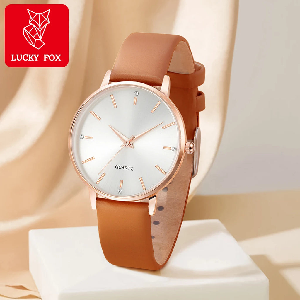 Women's Luxury Quartz Watch - Leather Band, Minimalist Dial
