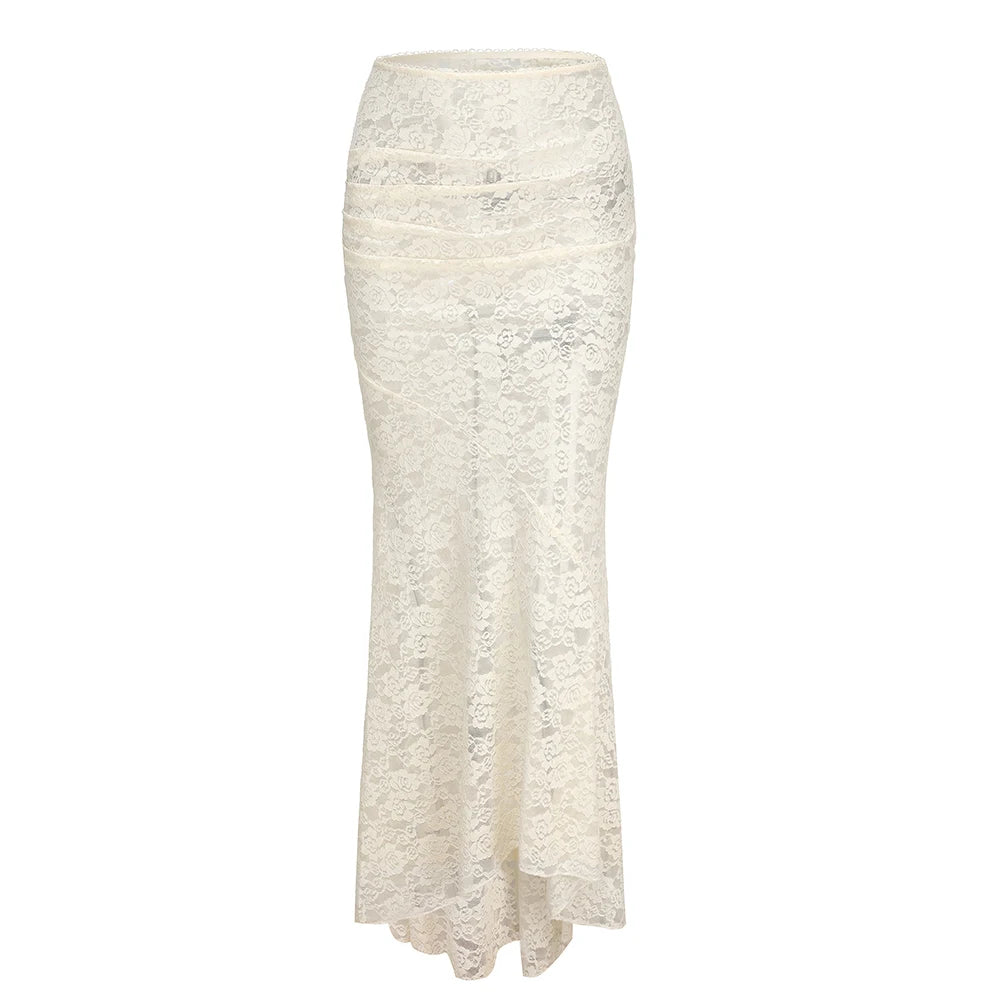 Women's 2-Piece Lace Corset Top and Maxi Skirt Set - Elegant Formal Event Dress