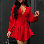 V-Neck Mini Dress Short Sleeve Casual Summer Dress