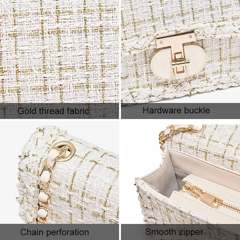 FOXER Women's Plaid Chain Crossbody Bag