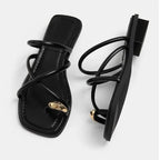 Cross Strap Slide Sandals - Lightweight Toe Loop Beach Shoes for Women