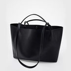 Women's Large Capacity PU Leather Tote Bag - Structured Shopper Shoulder Bag