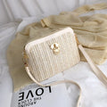 Women's Boho Straw Shell Crossbody Bag - Woven Rattan Beach Shoulder Purse