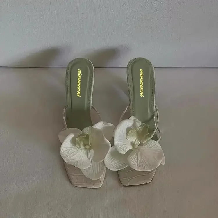Floral Toe High Heel Sandals