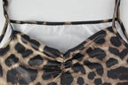 Women's Leopard Print Maxi Dress - Spaghetti Strap High Slit Sleeveless Dress