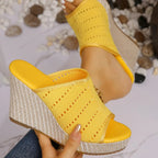 Platform Wedge Sandals - Peep Toe High Heel Sandals for Women