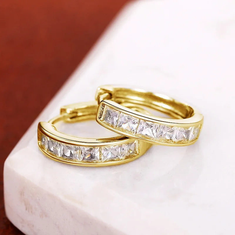 Round Hoop Earrings with Cubic Zirconia