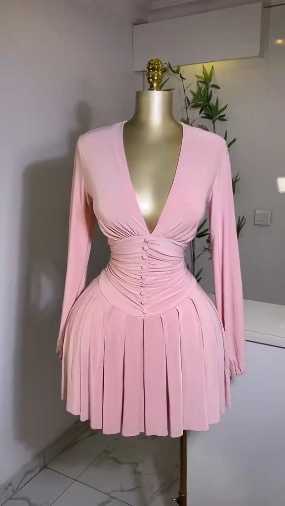 V-Neck Mini Dress Short Sleeve Casual Summer Dress