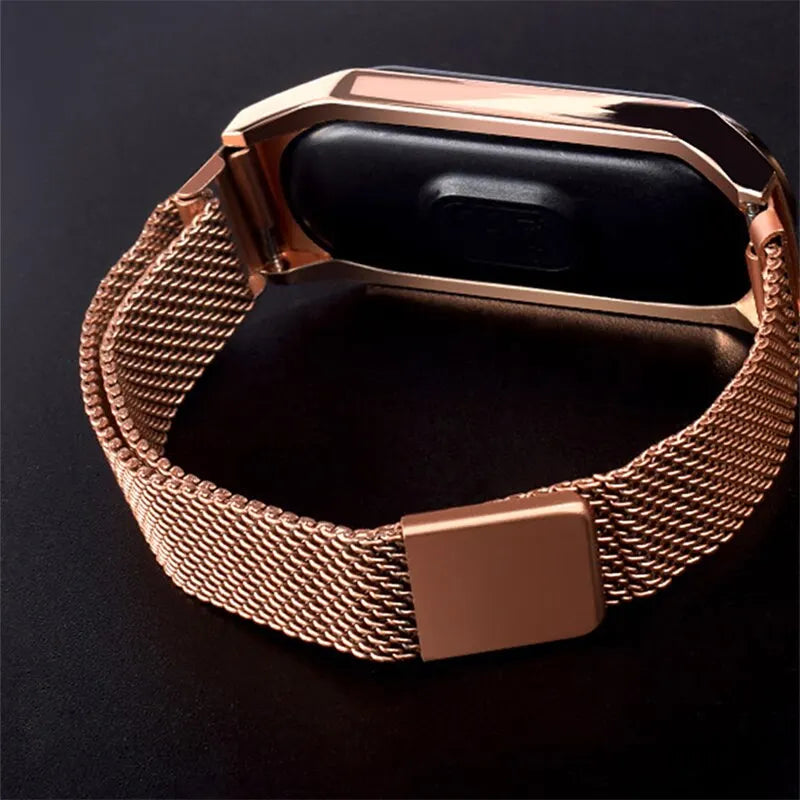 LED Women's Digital Watch - Magnetic Strap, Touch Screen, Waterproof