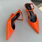 Sculptural Heel Pointed Toe Pumps - Buckle Strap Fashion Heels for Women