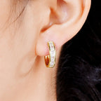 Round Hoop Earrings with Cubic Zirconia