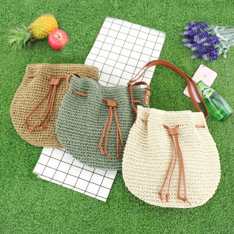 Women's Rattan Woven Tote Bag - Tassel Crossbody Beach Shoulder Bag