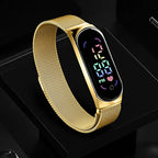 LED Women's Digital Watch - Magnetic Strap, Touch Screen, Waterproof