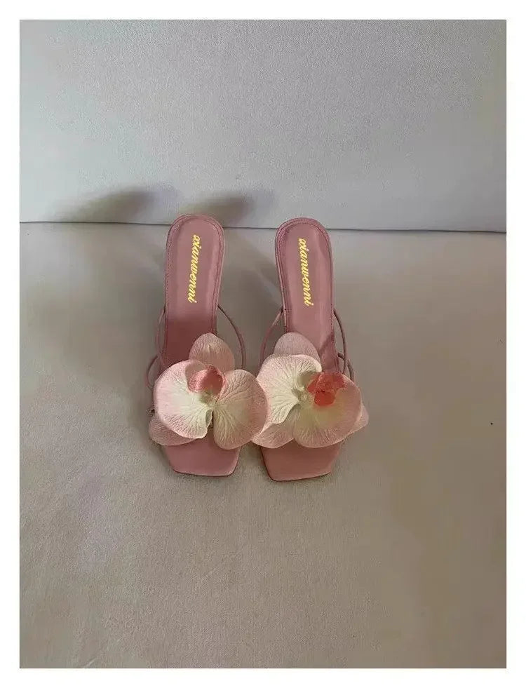 Floral Toe High Heel Sandals