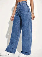 Y2K High Waist Straight Jeans - Retro Baggy Denim Pants for Women
