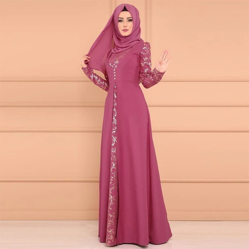 Muslim Abaya Kaftan Dress - Long Sleeve Maxi Robe for Women