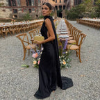 Women's Backless Lace-Up Maxi Dress - Sleeveless Elegant A-Line Party Dress